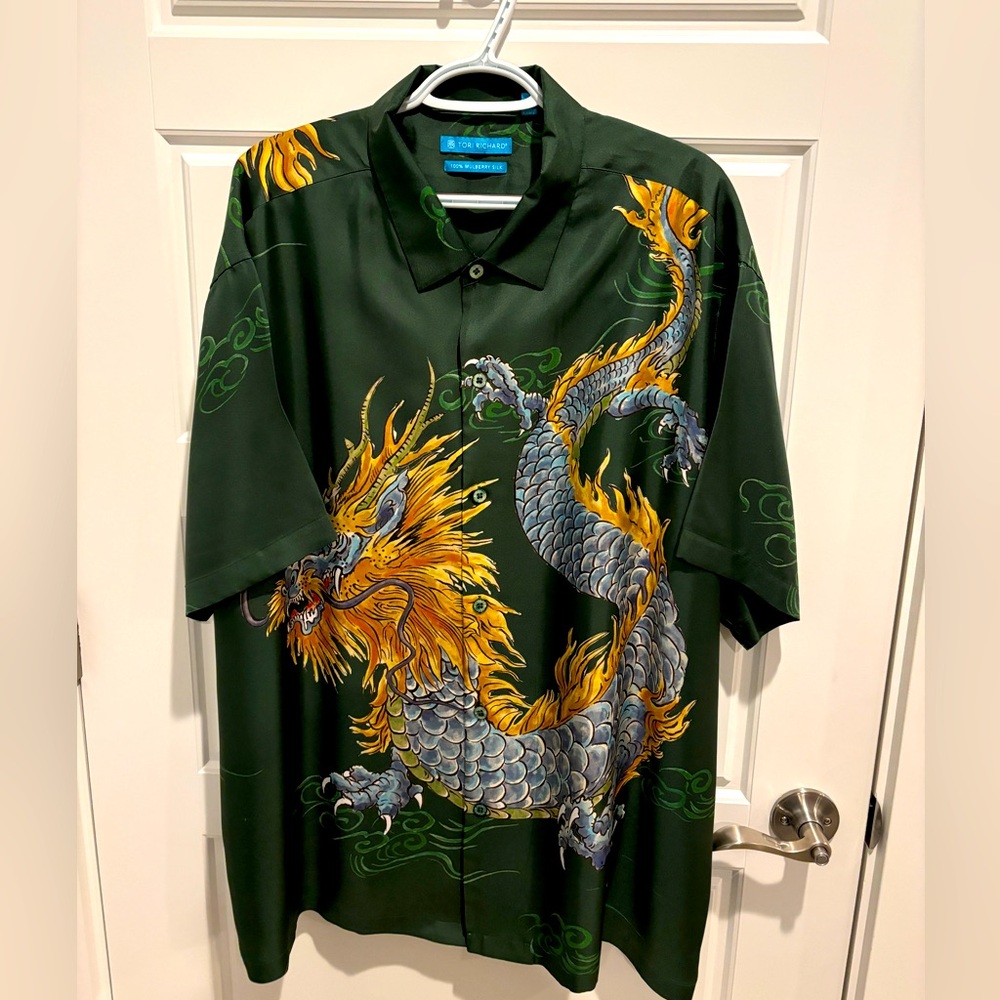 Tori Richard Silk Green Dragon Shirt